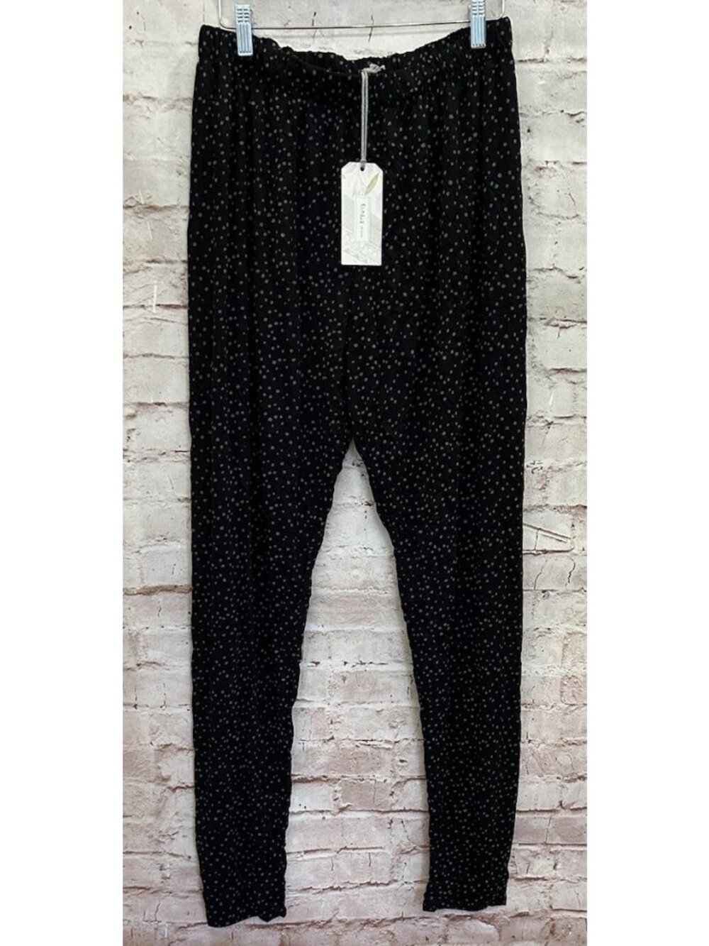 Chalet Et Ceci Pull On Pant XL Lightweight Crinkle Black Print CM88742 NEW